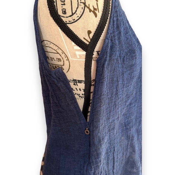 Crea Concept Navy Linen Asymmetric Tunic Top Sleeveless S/M - Picture 4 of 9